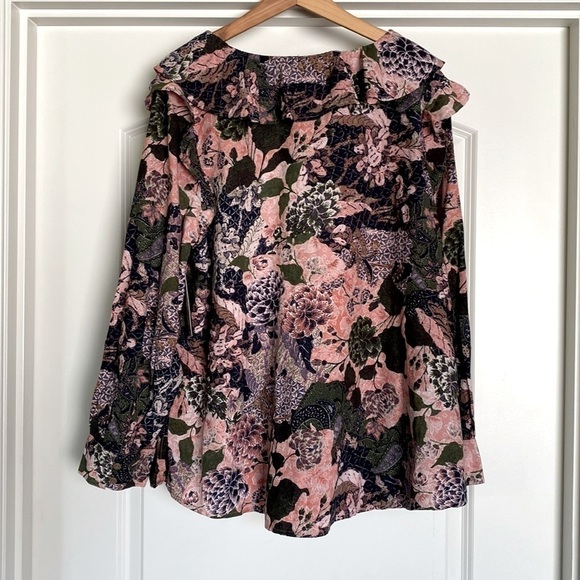 NWT Terra & Sky Peasant Blouse Womens 2X cotton Plus Ruffles Cottage core - Picture 2 of 14